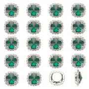 32Pcs Rhinestone Buttons, Flatback Sew on Rhinestones, Malachite Green
