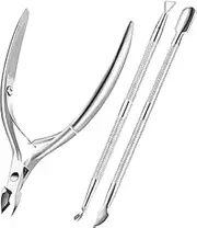 Professional Stainless Steel Cuticle Trimmer Set, Manicure Tools with Pusher and Remover, Silver