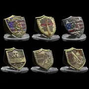 6pcs/set Armor of God Bronze Medals US Knight Sheild Shape Coins Metal Ornament