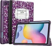 [FINTIE] Slim Case for Samsung Galaxy Tab S6 Lite 10.4 Inch 2024/2022/2020 with Built-in S Pen Holder, Soft TPU Smart Stand Back Cover Auto Wake/Sleep, Composition Purple