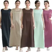 Women Sleeveless Maxi Dress Under Abaya Muslim Kaftan Islamic Abayas Robe Caftan