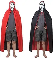 59 Inch Sided Halloween Cloak Uni Adult Hooded Witch Cloak Scary Halloween Vampire Cloak for Cosplay Party Festivals Haunted House Costumes Type 3