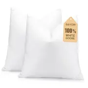 Set of 2 Down and Feather Throw Pillow Inserts 24x24 Soft Fluffy Pillow