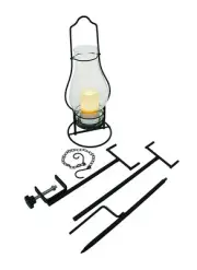 Zeckos 4 in 1 Glass Candle Lantern with LED Flameless Candle