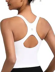 [RUNNING GIRL] High Impact Sports Bras for Women - Square Neck Longline Workout Crop Tops with Built in Shelf Yoga Bra