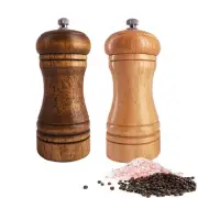 Manual Wooden Salt and Pepper Grinders Set Mills Shaker w/ Adjustable Coarseness