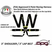 Monza Racing Harness 6 Point 3in Shoulder 3in Lap Straps Rotary Buckle Fia / C