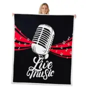 Microphone Blanket Music Themed Blanket Musical Notes Pattern Throw Multi 9