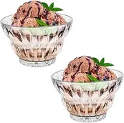 Beautyflier Glass Dessert Bowls Set, 10oz Glass Ice Cream Cups Small Trifle Cute Sundae Glasses Dessert Bowl for Dessert, Sundae, Ice Cream, Fruit, Salad, Snack, Cocktail, Condiment (Clear2, 2pcs)
