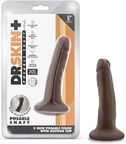 Dr. Skin Plus - 5 Inch Realistic Posable Dildo - Suction Cup Base for Hands Free Play and Harness Compatible - Triple Density and Flexible Sex Toy for Him Her Couples