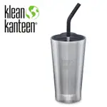 【KLEAN KANTEEN 美國】16OZ 保溫不繡鋼杯 附吸管 原鋼色 (K16VSSCS-BS)