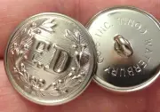 "FD" Fire Department Uniform Buttons - Waterbury Button Co. Nickel 7/8"