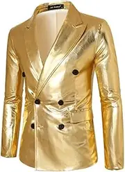 [HEYDHSDC] Men Glossy Suit Loose Jacket Singer Stage Performance Double-Breasted Blazers Coats Four Seasons