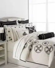 MARTHA STEWART MOONLIGHT Silhouette Egyptian Cotton Bedskirt FULL black white