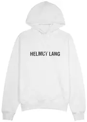 Helmut Lang Core Hooded Cotton Sweatshirt - White And Black - L L