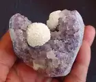 SUPERB OKENITE CLUSTERS ON AMETHYST BASE # 200