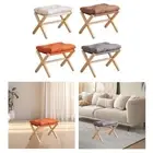 Wooden Footstool Stylish Seat Chair Accent Ottoman for Home Bedside Playroom