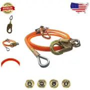 Orange Steel Core Tree Climbing Flip Line with Carabiner Clip - Safe & Reliable