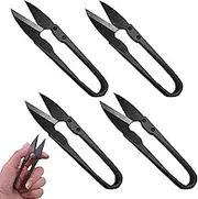Stainless Steel U-Shaped Scissors - Pack of 4, Yarn & Fabric Scissors, Small, Spring Loaded, Cutter