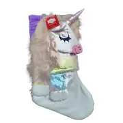 Holiday Time 20 inch 3D Unicorn Purple Plush Christmas Stocking