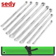 8Pc Aviation Spanner Set Super Long Double Ring Spanners 8-24mm CRV Pouch Silver