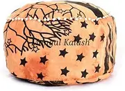 Indian Mandala Tapestry Decorative Floor Designs Cover Ottoman Pouf Cotton Comfortable Indian Cover Cushion Pouf Pillow Indian Indian Ombre Traditional Ethnic Pouf 14” x 24'' (Orange Heart Tree)