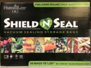 Shield N Seal 15"x20" Vacuum Seal Storage Bag 50pc (BLACK/BLACK, 5mil, SNS1900)