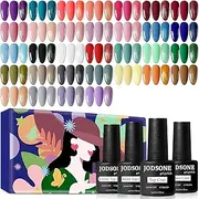 JODSONE 36 PCS Gel Nail Polish Set- Gel Nail Kit with 32 Colors Gel polish Kit Base Coat No Wipe Top Coat Matte Top Coat Nail Polish Set Green Blue Red Pink Collection Gifts for Women