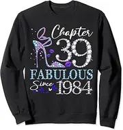 [X.Style] Chapter 39 Fabulous Since 1984 39th Birthday Queen Diamond Sweatshirt ds1128 Sweater (2XL) Black