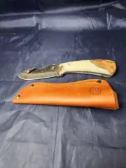 Moore Maker USA 3101 GHSD Damascus Olive Wood Fixed Blade Knife 2024 New