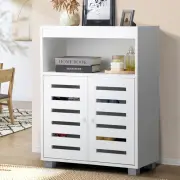 Shoe Storage Cabinet with 2 Shoe Racks and Open Shelf Cupboard for Home Entryway