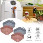 2Pcs Air Fryer Silicone Pot with Handle Reusable Air Fryer Liner Heat haCTP