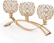 VINCIGANT Gold Candle Holders for Table Centerpiece, 3 Arms Metal Candelabra Candlestick Holders for Home Decor, Wedding, Dinning, Party, Anniversary,Christmas Decorations