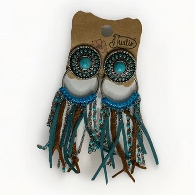 Justin Boots Concho Earrings With Fringe, New