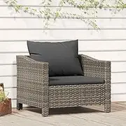Patio Furniture Sets Garden Armchair with Cushion Grey Poly Rattan