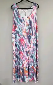 NEW Terra & Sky tie dye sleeveless midi dress Plus size 3X