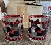 Lot (6) Dept 56 Rocks Low Ball Glasses Scottie Scottish Terrier Dog New in Box