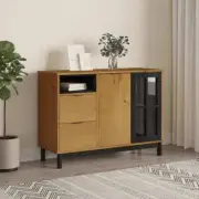 vidaXL Sideboard with Glass Door FLAM 110x40x80 cm Solid Wood Pine