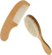 ERINGOGO 1Set Wool Brush and Handle Comb Kit Gentle Massage Cleaning Brush for Washing Head and Cradle Cap Care for Newborns