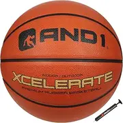 AND1 Xcelerate Rubber Basketball: Official Regulation Size 7 (29.5") - Deep Channel Construction Streetball, Made for Indoor Outdoor Basketball Games
