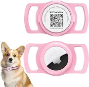 PawView for AirTag Dog Collar Holder, Smart QR Code for Air Tag Holder Cats and Dogs, for AirTag Protective Cases - Scan Alert, Instant Location, Pet Online Profile, Contacts Info (1 Pack, Pink)