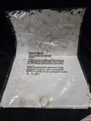 New White Bells Table Linen Square Tablecloth 34" White w/ Gold Embroidery Trim