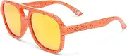 [Solarized] Male Kids Retro Aviator Orange Spatter Aviator Sunglasses