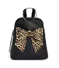 New GROSSI Jenna bow Vegan leather women's satchel crossbody bag Black/Leopard