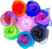 KAOTPO Set of 8 Square Juggling Cloths, Colourful Gradually discolouring Chiffon Cloths (60 x 60 cm as Dance Veil), Silk Scarves Baby and Special Silk Scarves for Dance Performances.