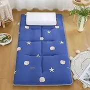 Futon Floor Mattress - Thick Japanese Tatami Mattress, Foldable & Portable for Travel, Camping - Single/Twin/Queen/King Size (Navy, 71"x79")