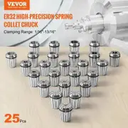 25 pcs ER32 Collet Set 1/16''-13/16'' ER32 Spring Collet Chuck Set 0.0006"/15um TIR Lathe Chuck Tool with 25 Labeled Storage Boxes for CNC Engraving