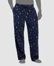 Club Room Men's Blue Holiday Lights Fleece PJ Pajama Pants Sleepwear Size L
