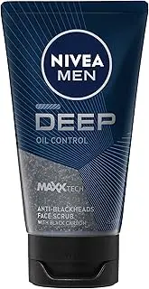 NIVEA MEN Deep Anti-Blackhead Face Scrub 75ml | With Black Charcoal | Reduces Blackheads & Impurities | Removes Excess Oil | Deeply Cleanses Skin | Men's Exfoliating Face Cleanser