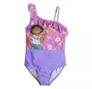 Disney Encanto Bathing Suit Girls Size 6 X One-Piece Mirabel Purple Pink Swim